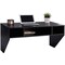 Black Floating Laptop Desk with Metal Rail System, Storage Compartment and Cable Management
